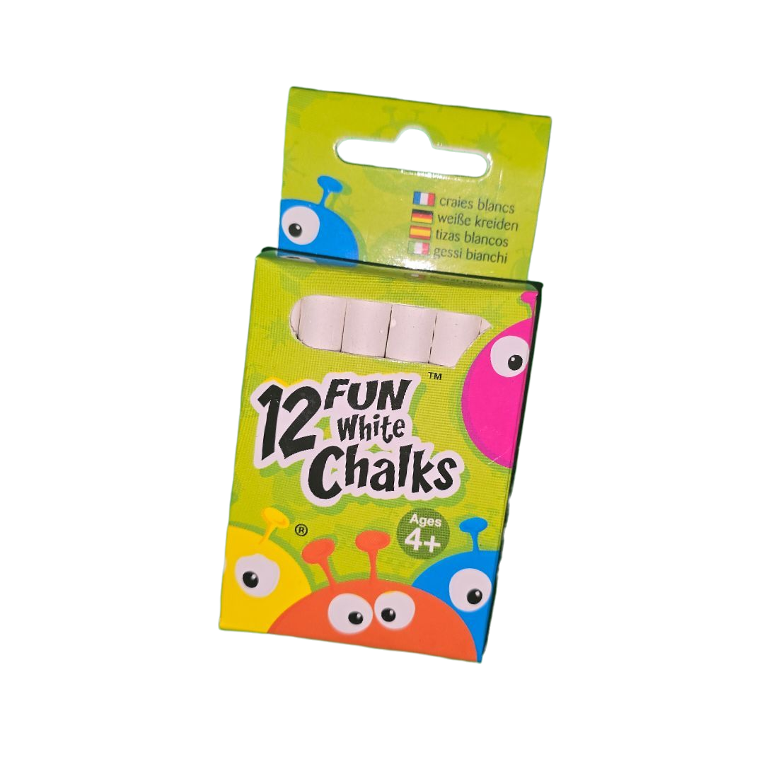 Fun White Chalks, Small Pack of 12