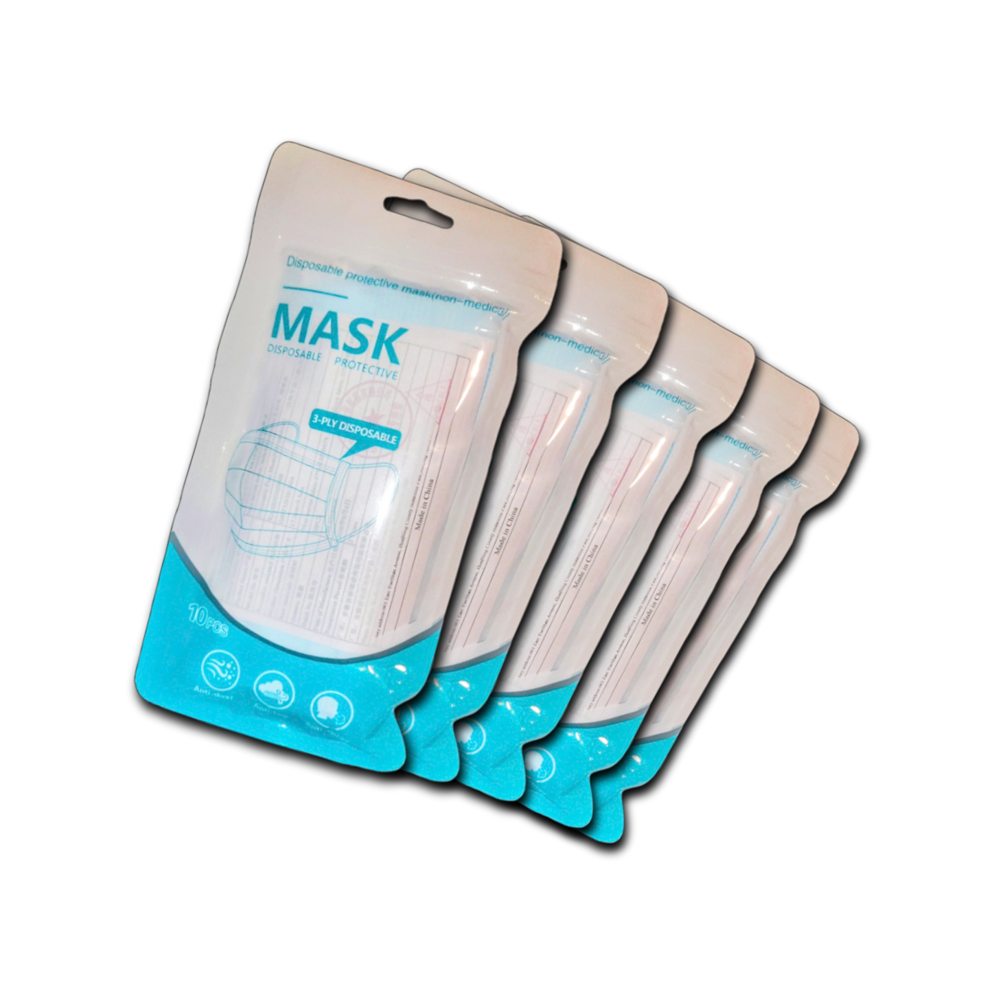 50x Pcs 3-Ply Disposable Protective Masks (Non Medical)