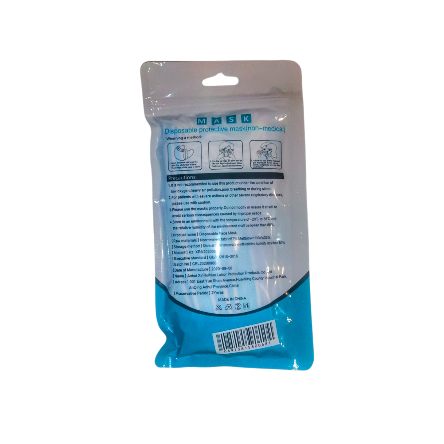 50x Pcs 3-Ply Disposable Protective Masks (Non Medical)