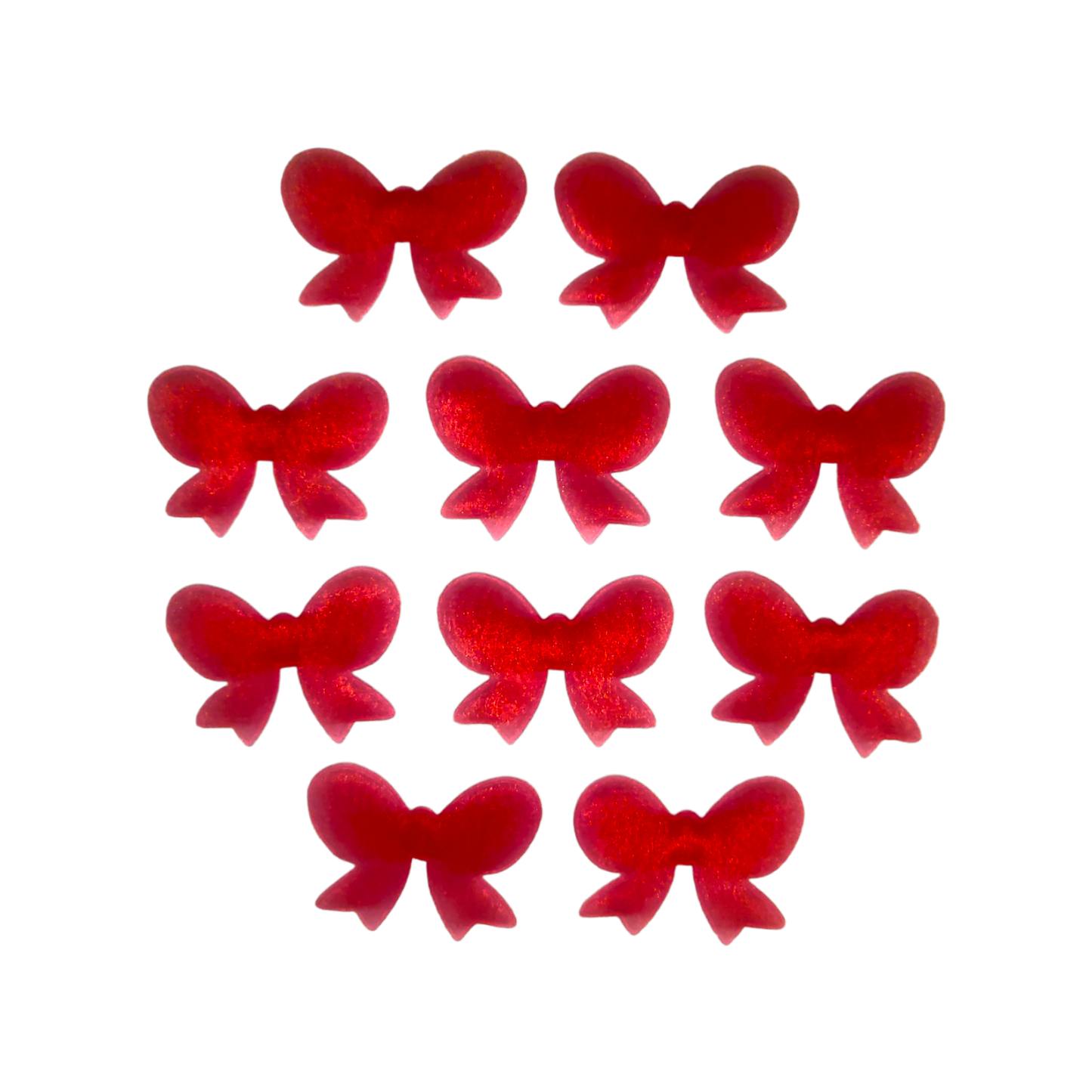 10x Red Fluffy Bows for Bears, Cards & Embellishments for Gifts / Trees / Decorations!
