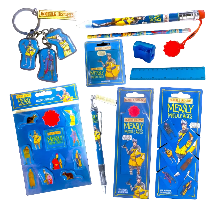 Horrible Histories Stationery Set - Measly Middle Ages Knights & Maidens (10 Item Set)