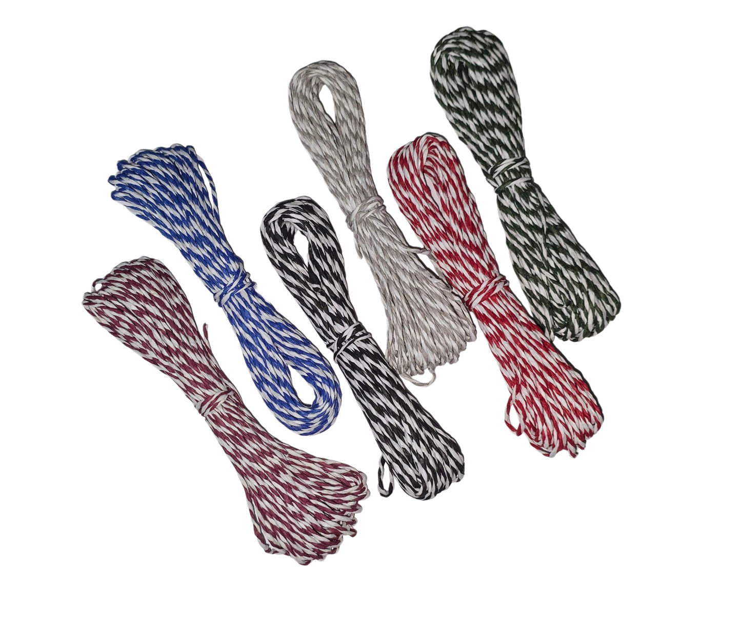 60m Paper Twine Blue, White, Red, Black, Burgundy & Green Environmental Twine