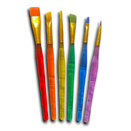 Paint Brush Set of 6x Colourful Rainbow Brushes!