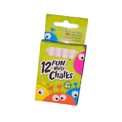 Fun White Chalks, Small Pack of 12
