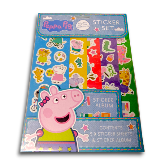 Peppa Pig Sticker Set with Mini Album + Peppa, Suzy & Rebecca Bookmarks