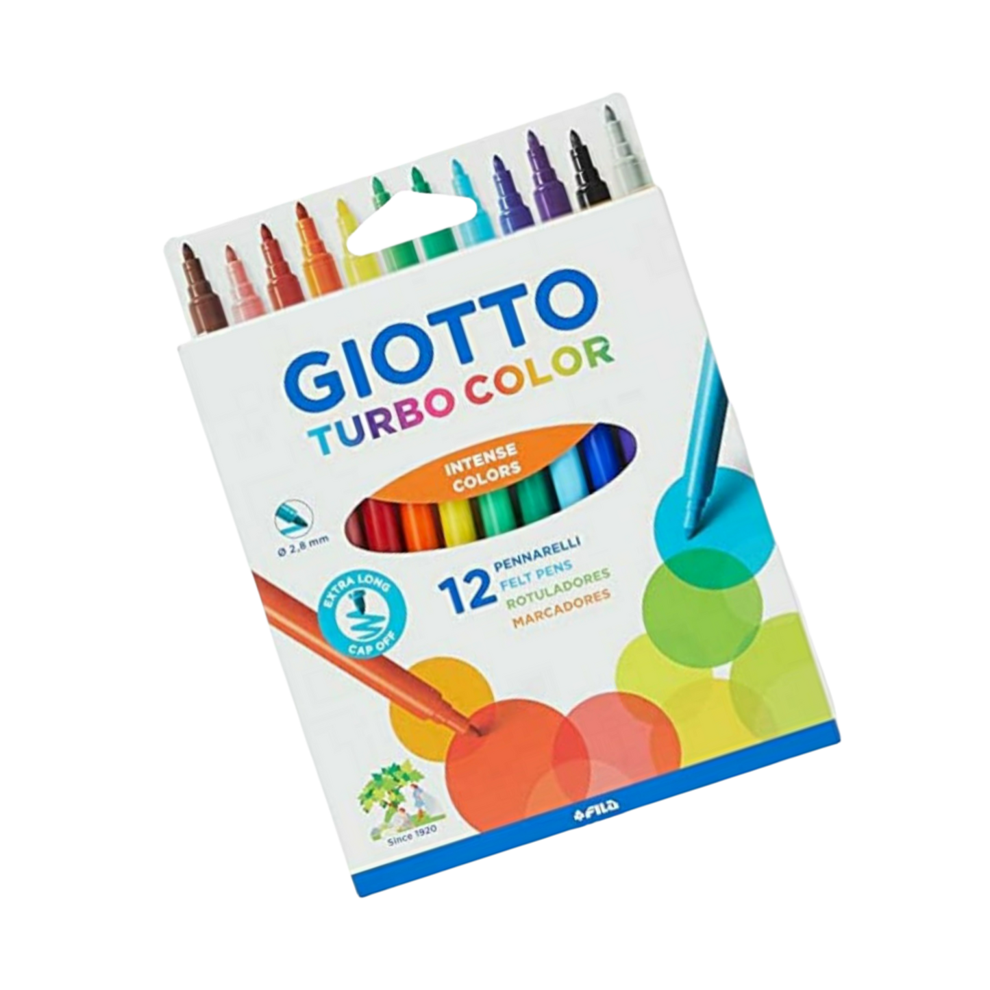Giotto Turbo Colour 2,8mm Felt Pens x12 "Intense Colors" by Fila