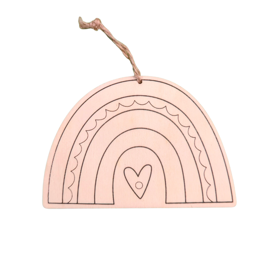 Wooden Craft Rainbow Colour/Paint in Plaque