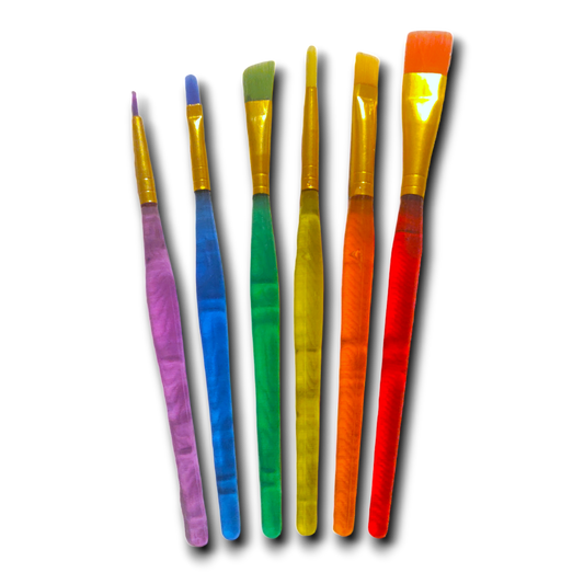 Paint Brush Set of 6x Colourful Rainbow Brushes!