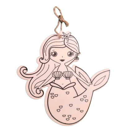 Wooden Craft Mermaid Colour/Paint in Plaque