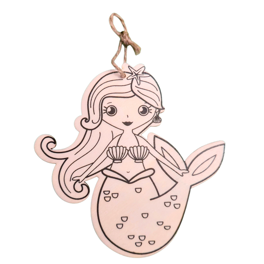 Wooden Craft Mermaid Colour/Paint in Plaque